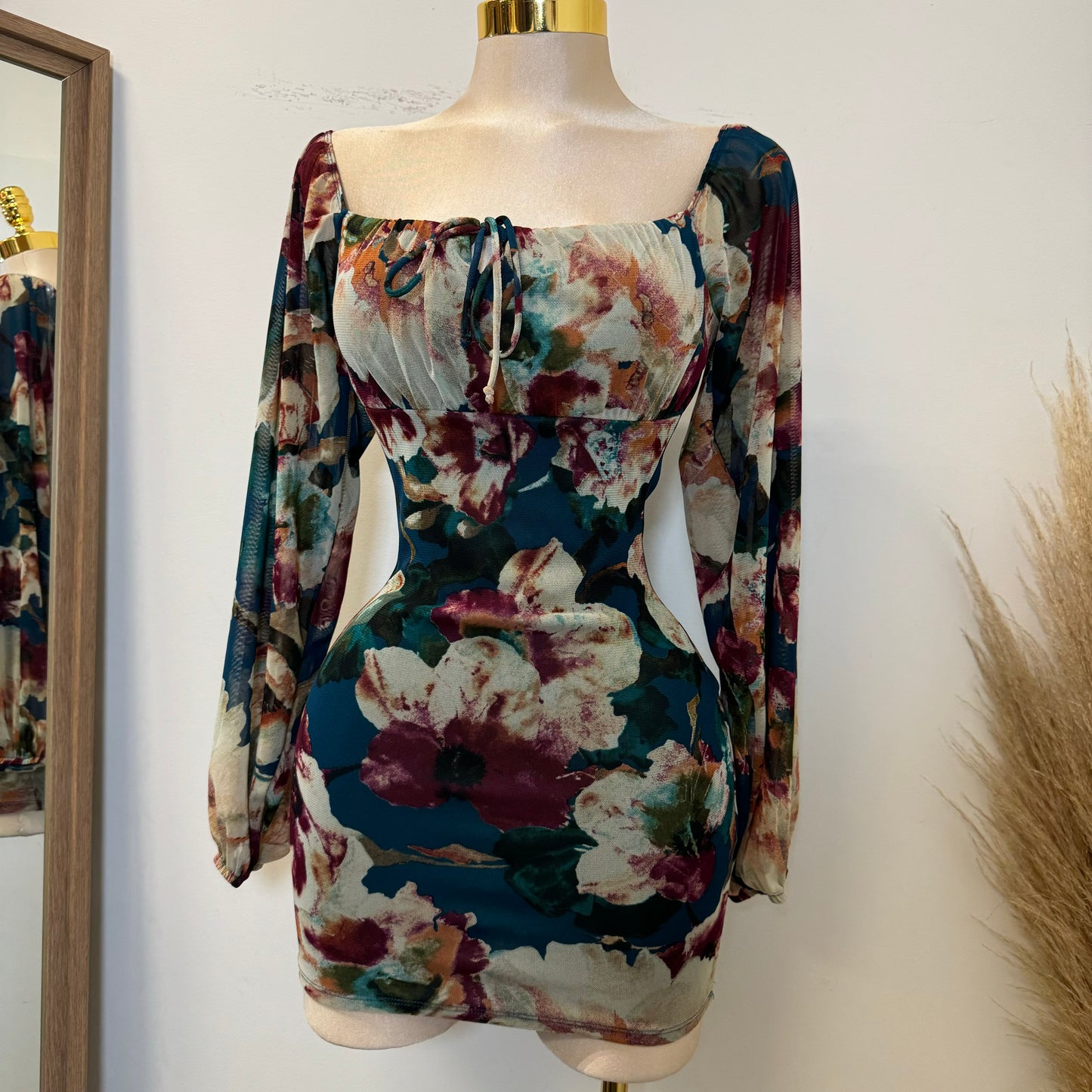 Samaria Mesh Dress-Teal