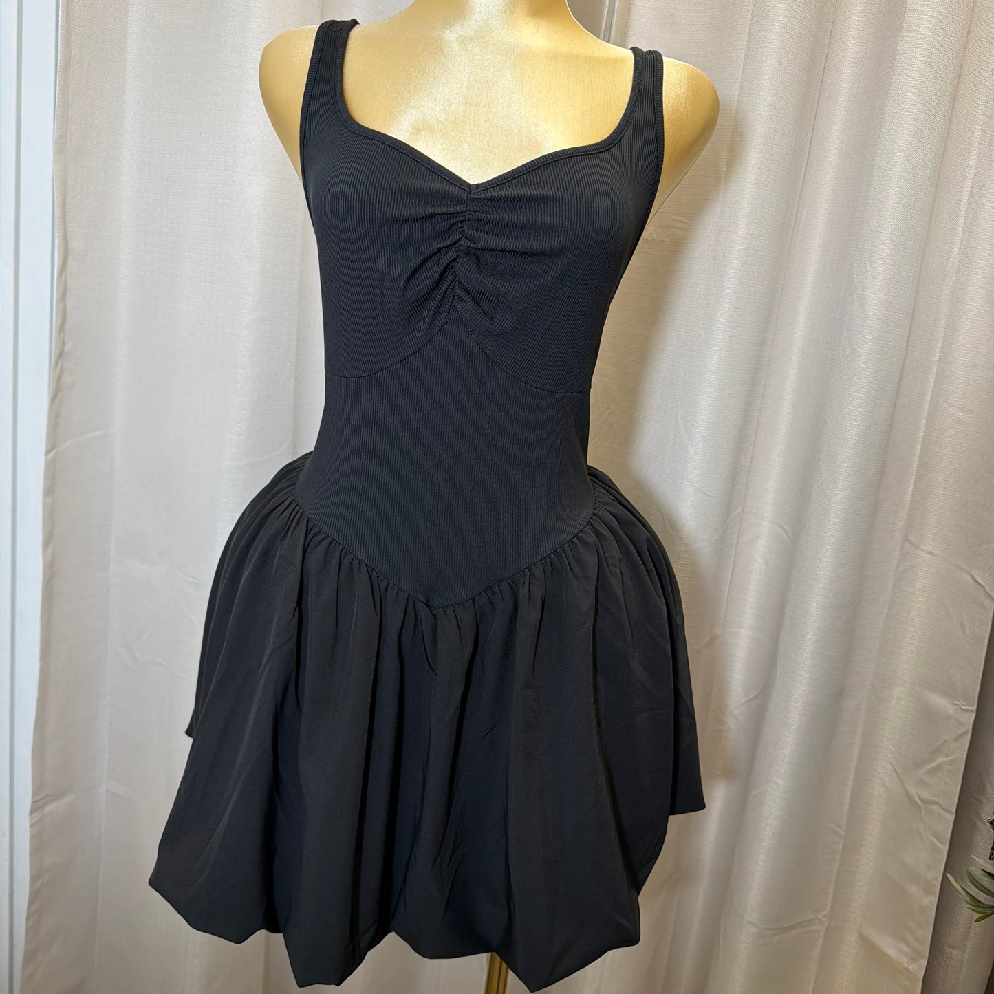 PL-corset Flare Dress-Black