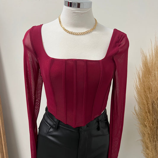 Nadia Burgundy Top-Burgundy