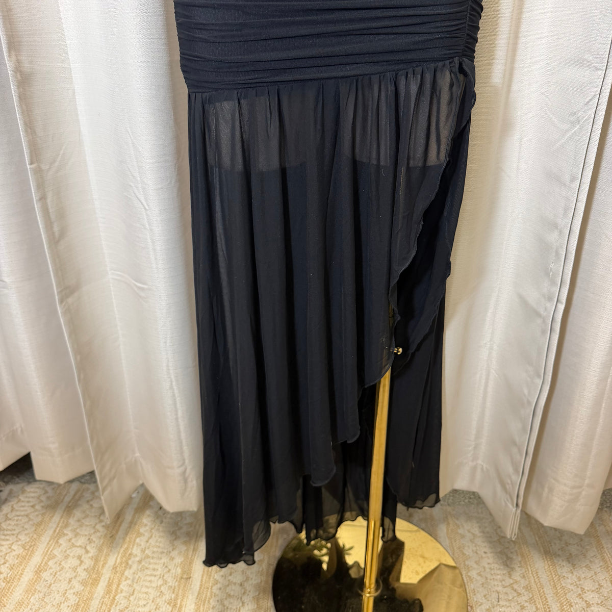 Corset Double Strap Ruched Slit Maxi Dress-Black