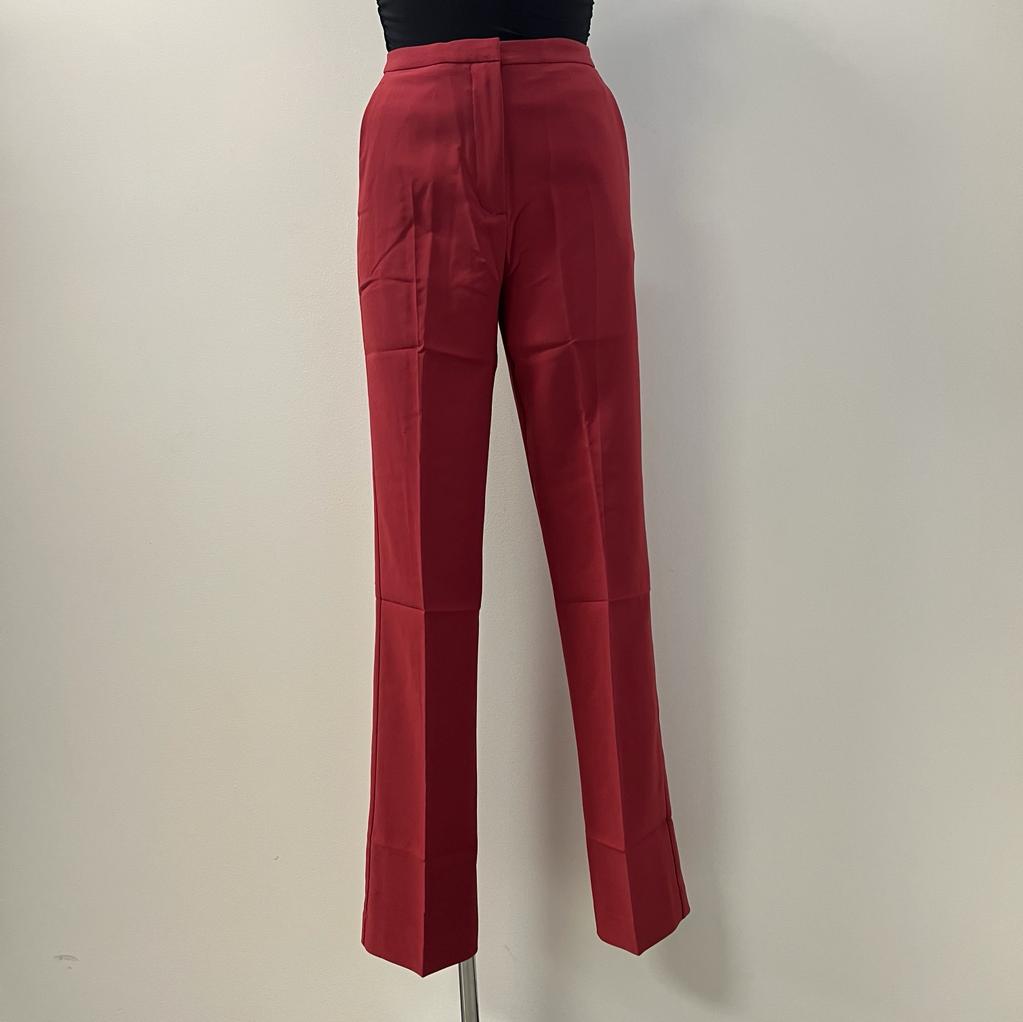 Louise Woven Solid Formal Long Pants-Sangria