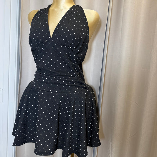 PL-Halter Polka Dot Dress-Black/White