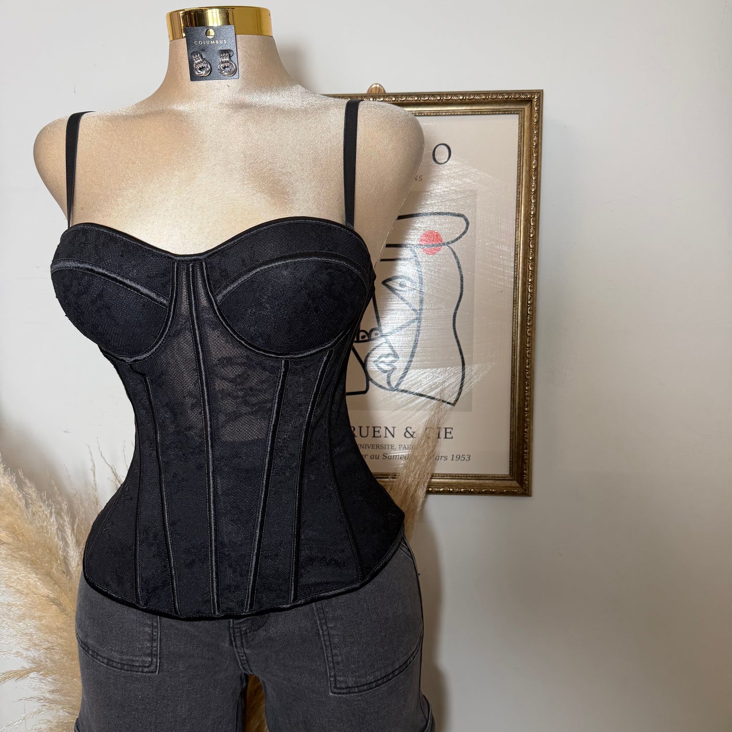 Lace Simple Corset-Black