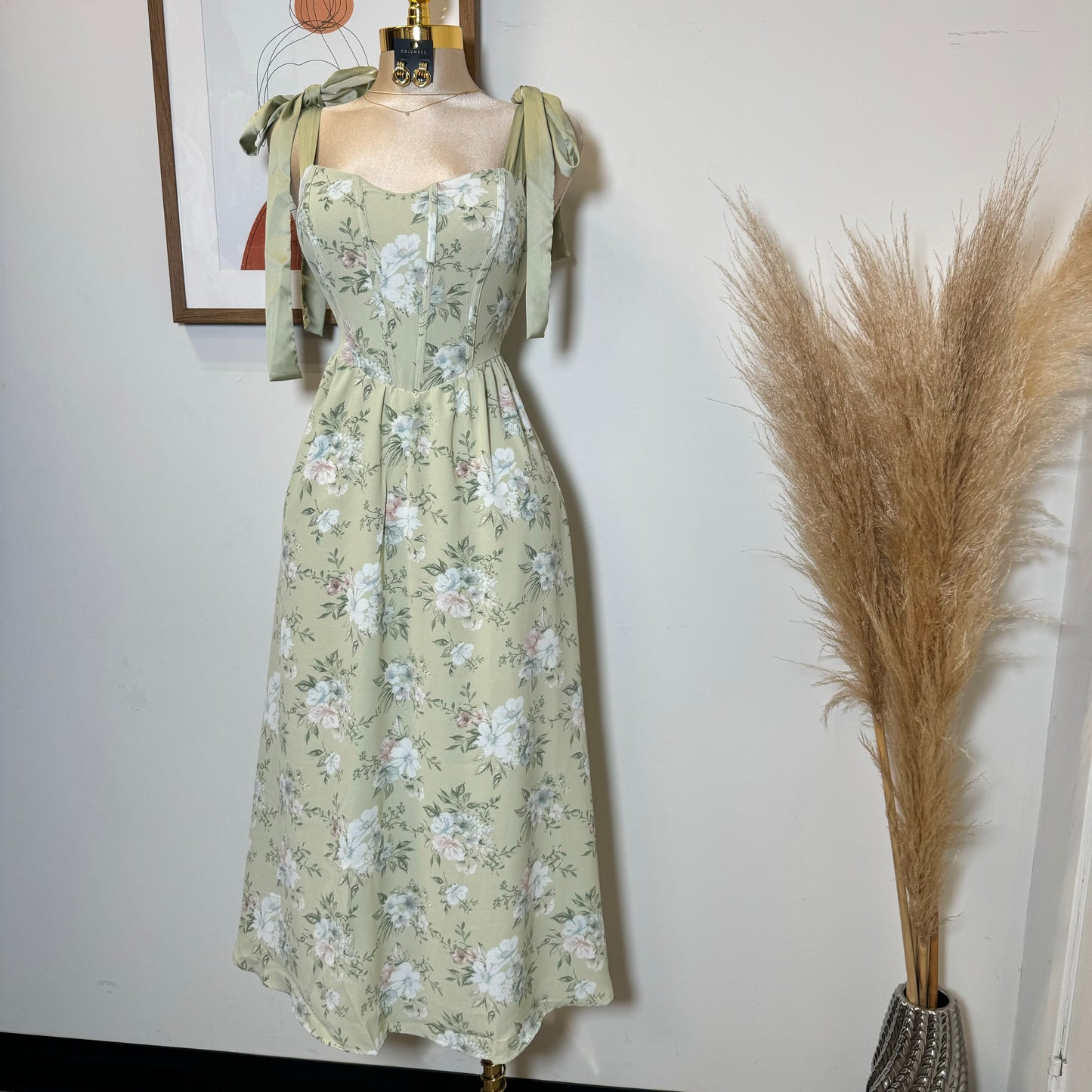 Bunny Corset Maxi Dress-Green