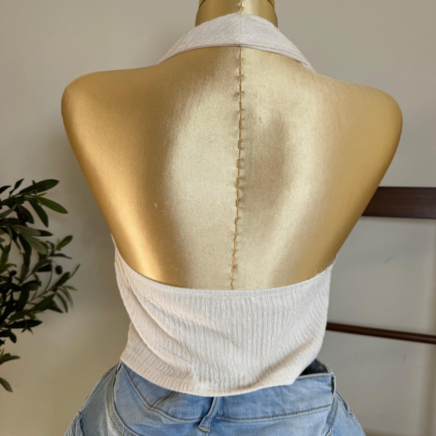 Cowl Crop Top PL-White
