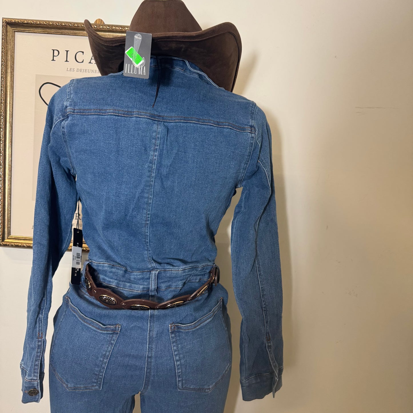 Wide Leg Denim Jumpsuit-Medium Wash