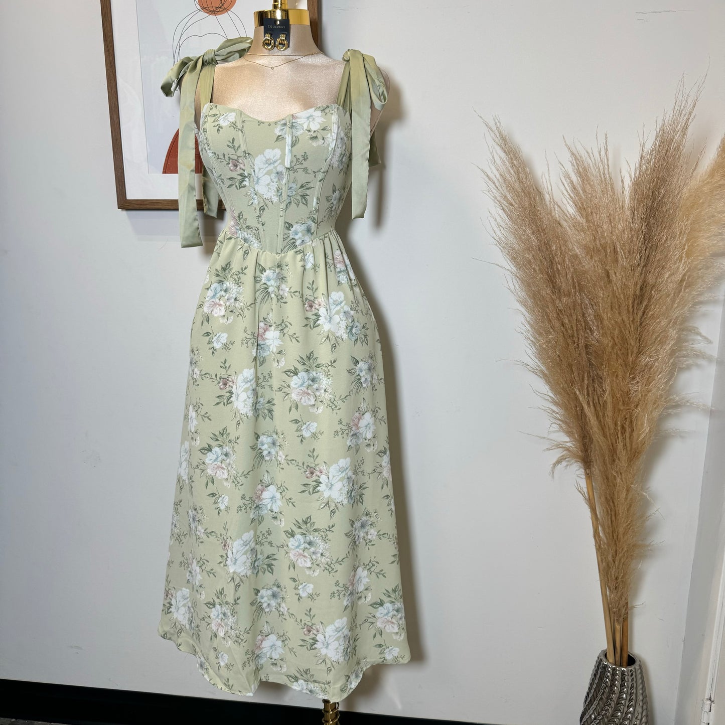 Bunny Corset Maxi Dress-Green