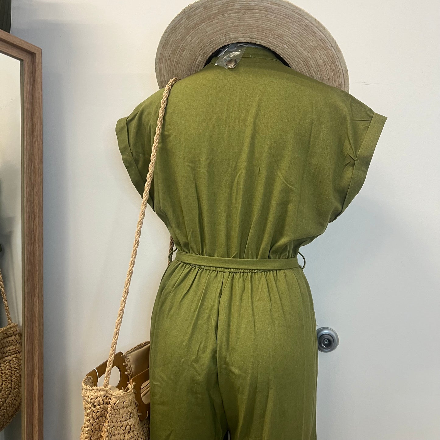 Blanca Linen Jumpsuit-Olive