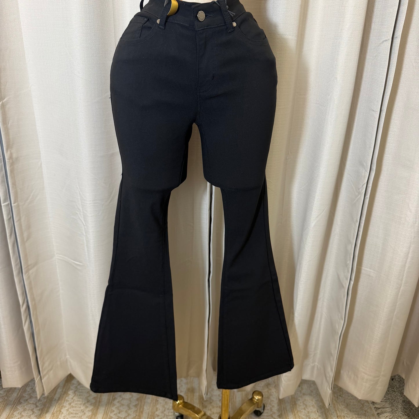 Flare stretchy High waisted pants- Black