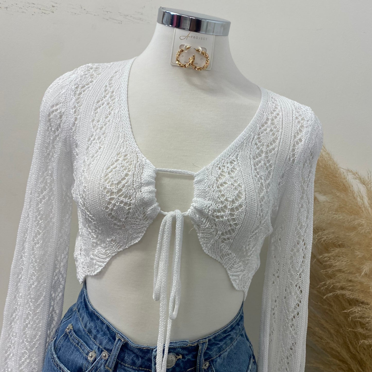 Siene Lace Crop Top-White