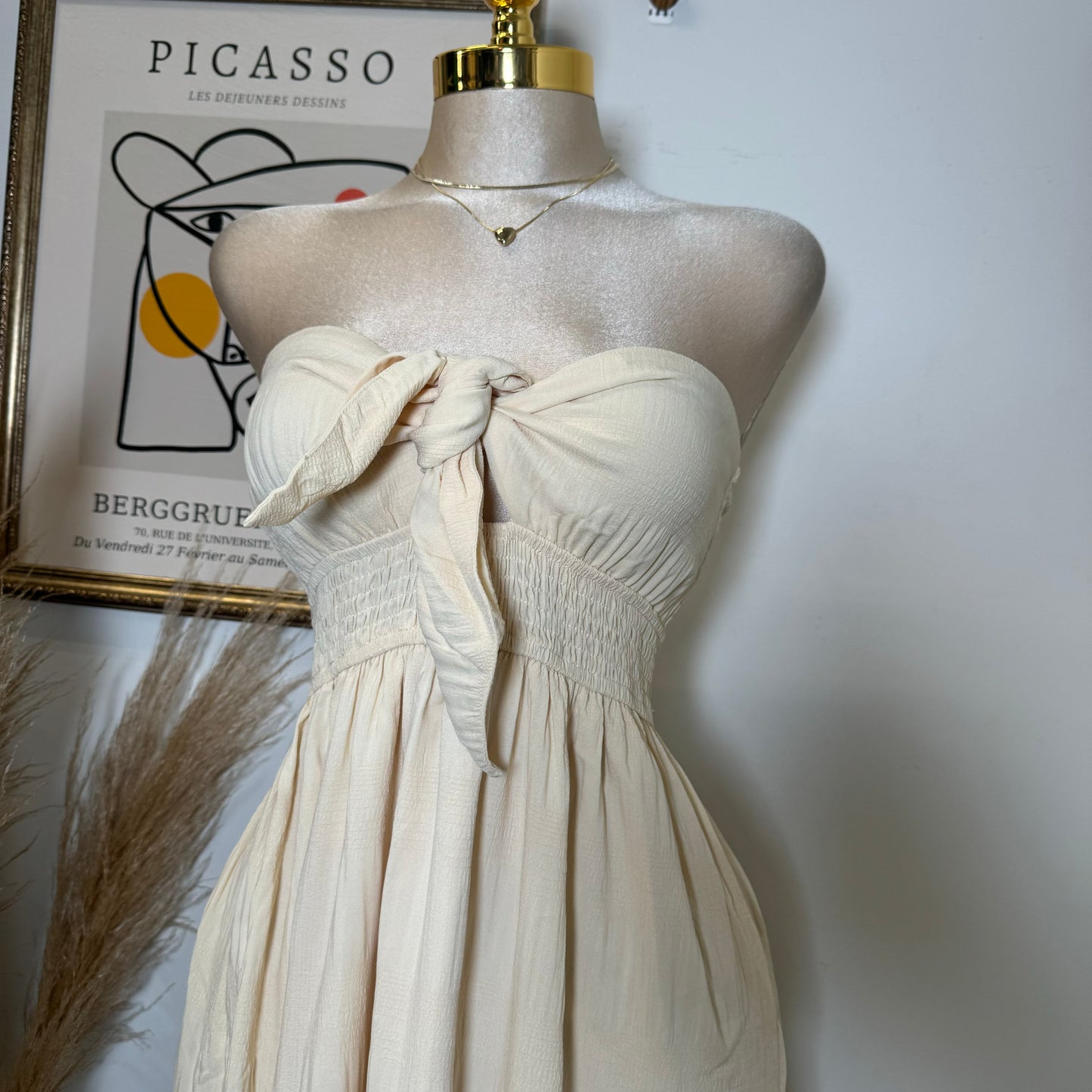 Strapless Maxi Dress-Baby Yellow