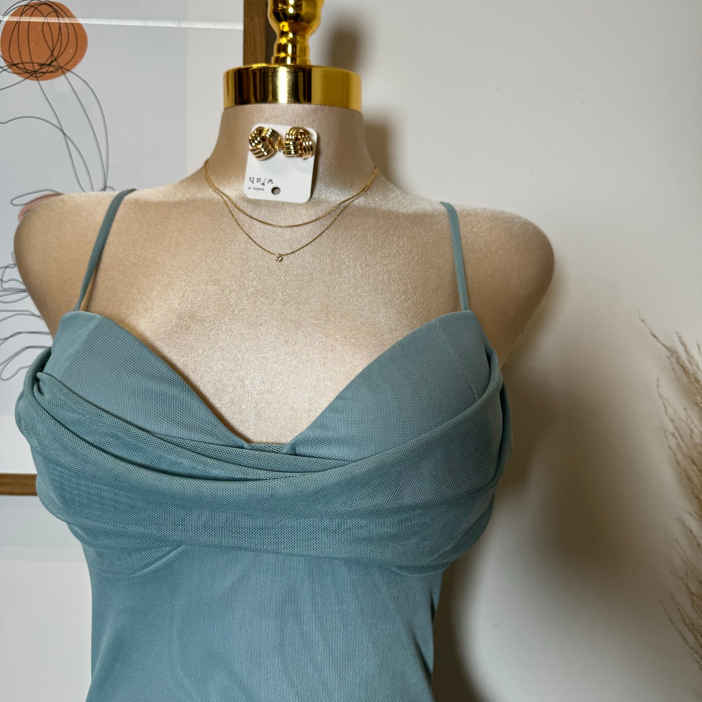 Karil Mesh Dress-Blue