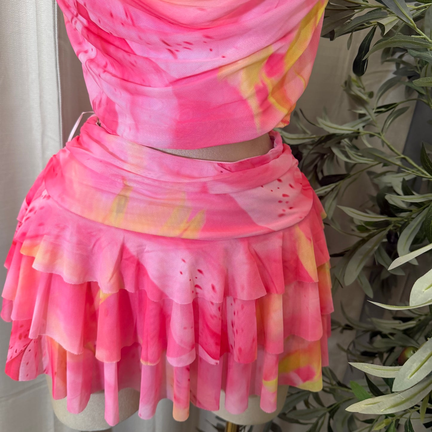 Halter Skirt Set-Pink