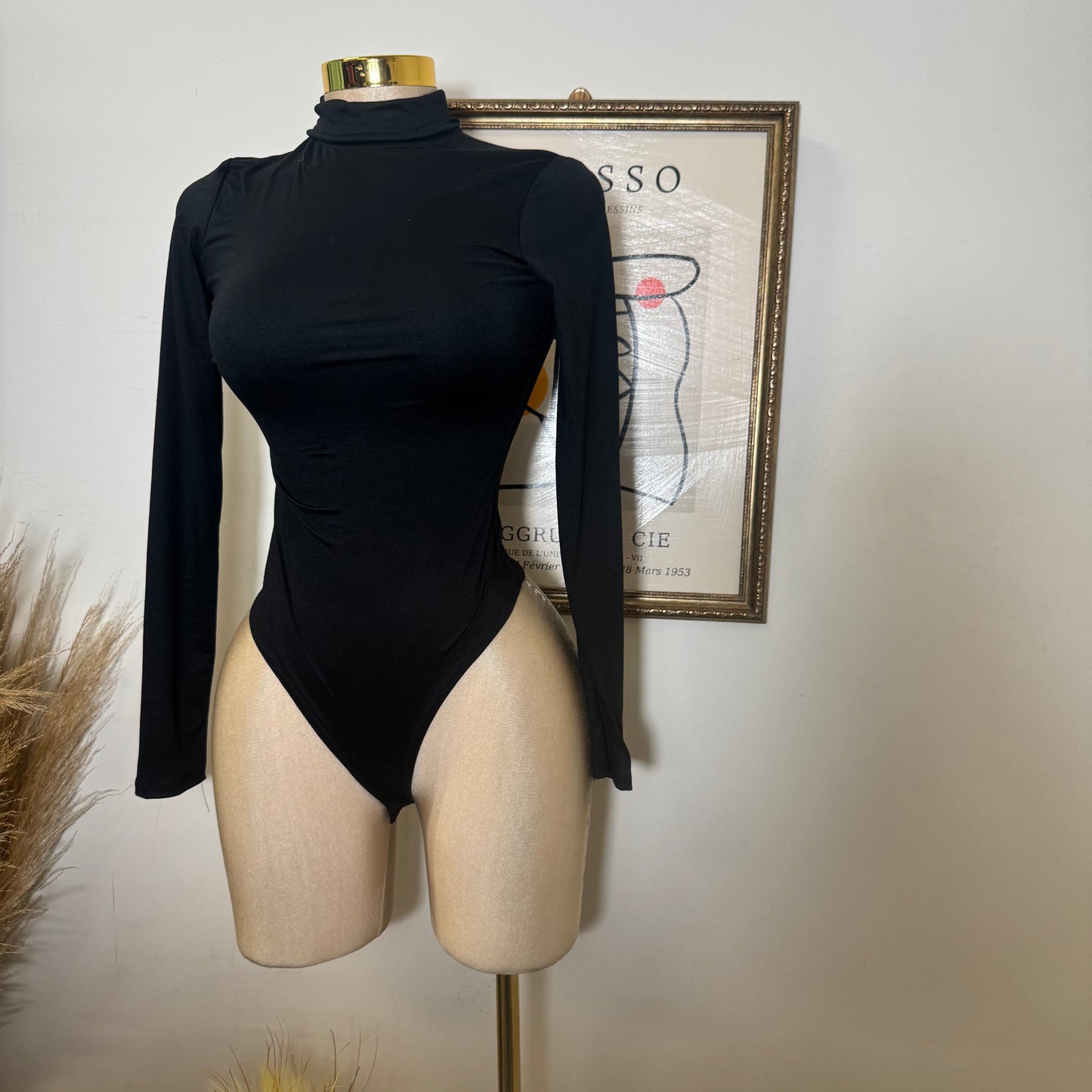 Long Sleeve Turtleneck bodysuit-Black