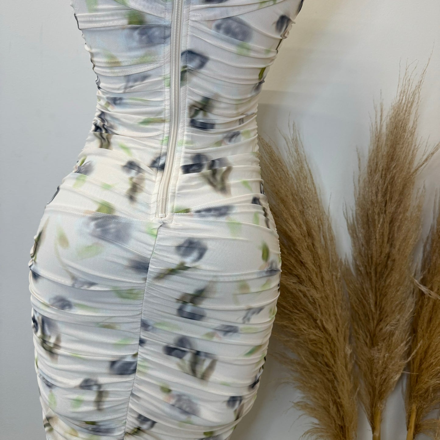 Spring Off shoulder Dress-Cream Multi