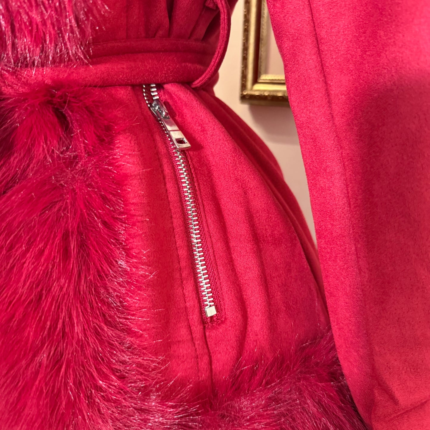 Dynasty Luxe Fur-Trimmed Coat Red