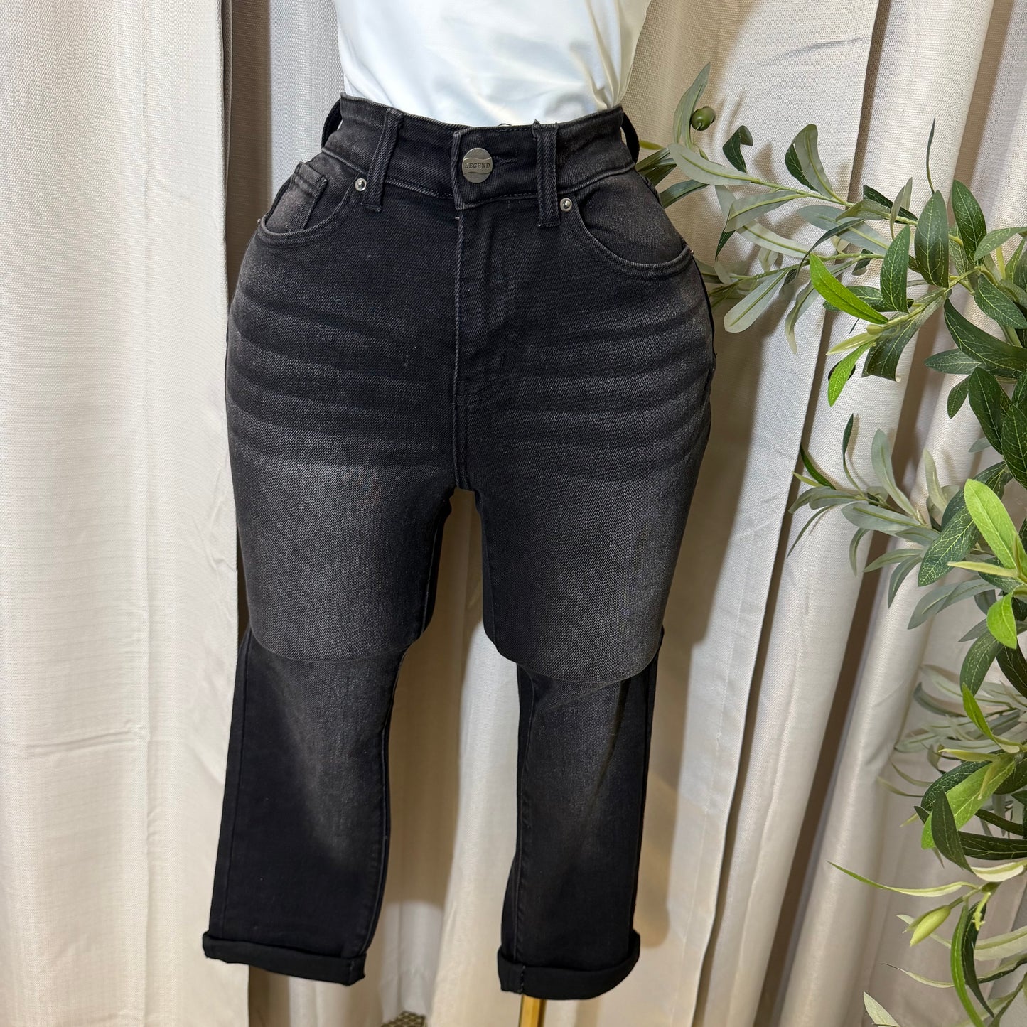 Denim High waisted Capri-Black