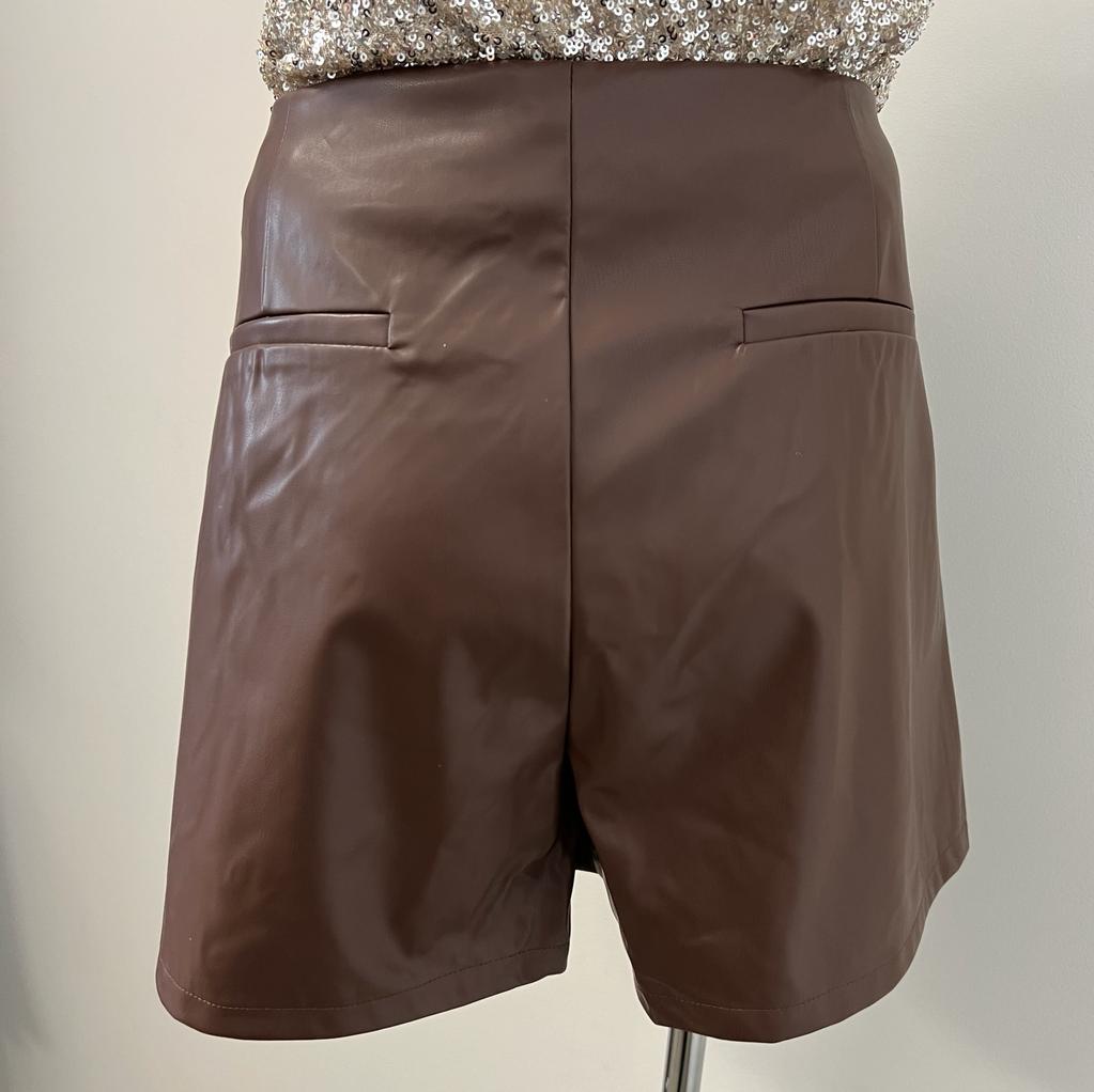 Janna Leather Shorts PL- Brown