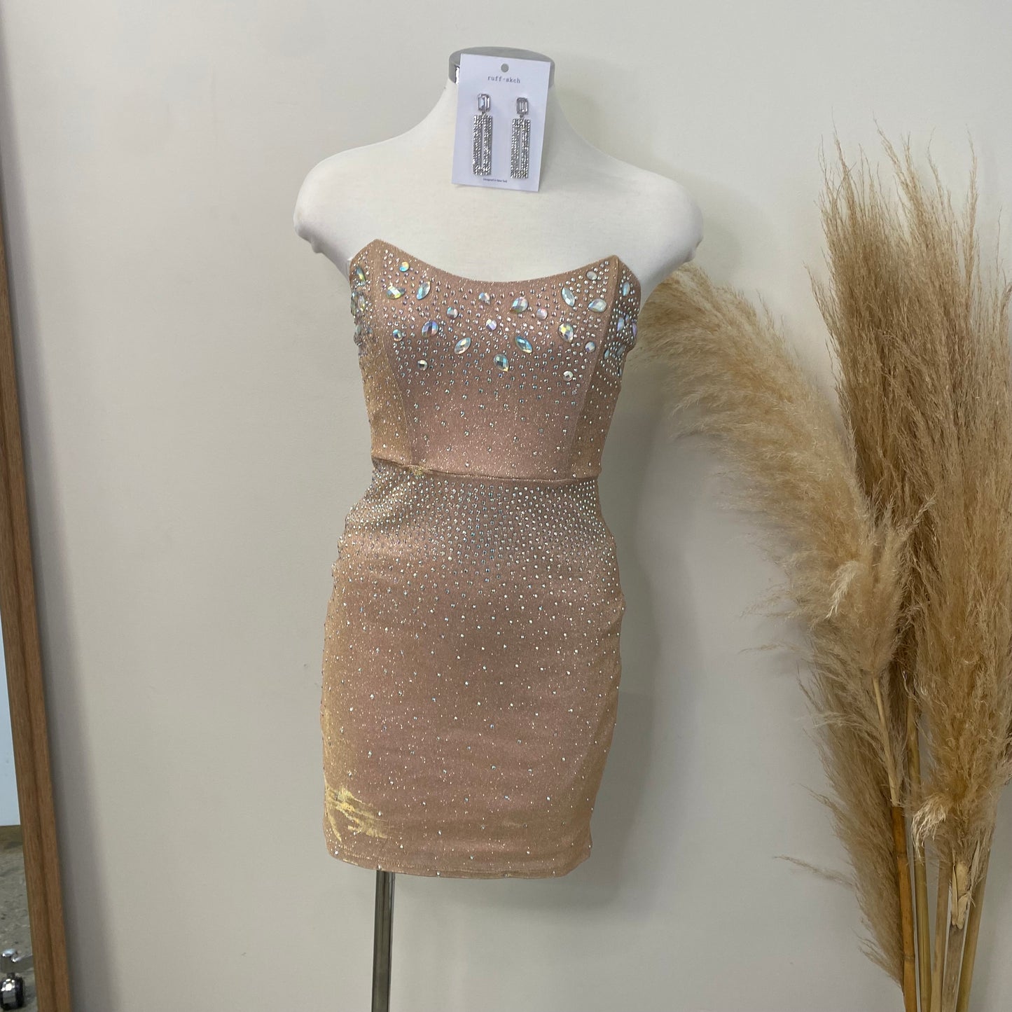 Diamante Dress -Rose Gold