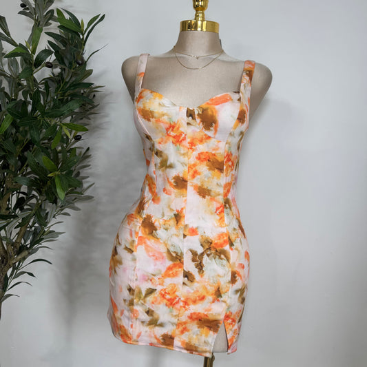 Tropical Dress-Multi Orange