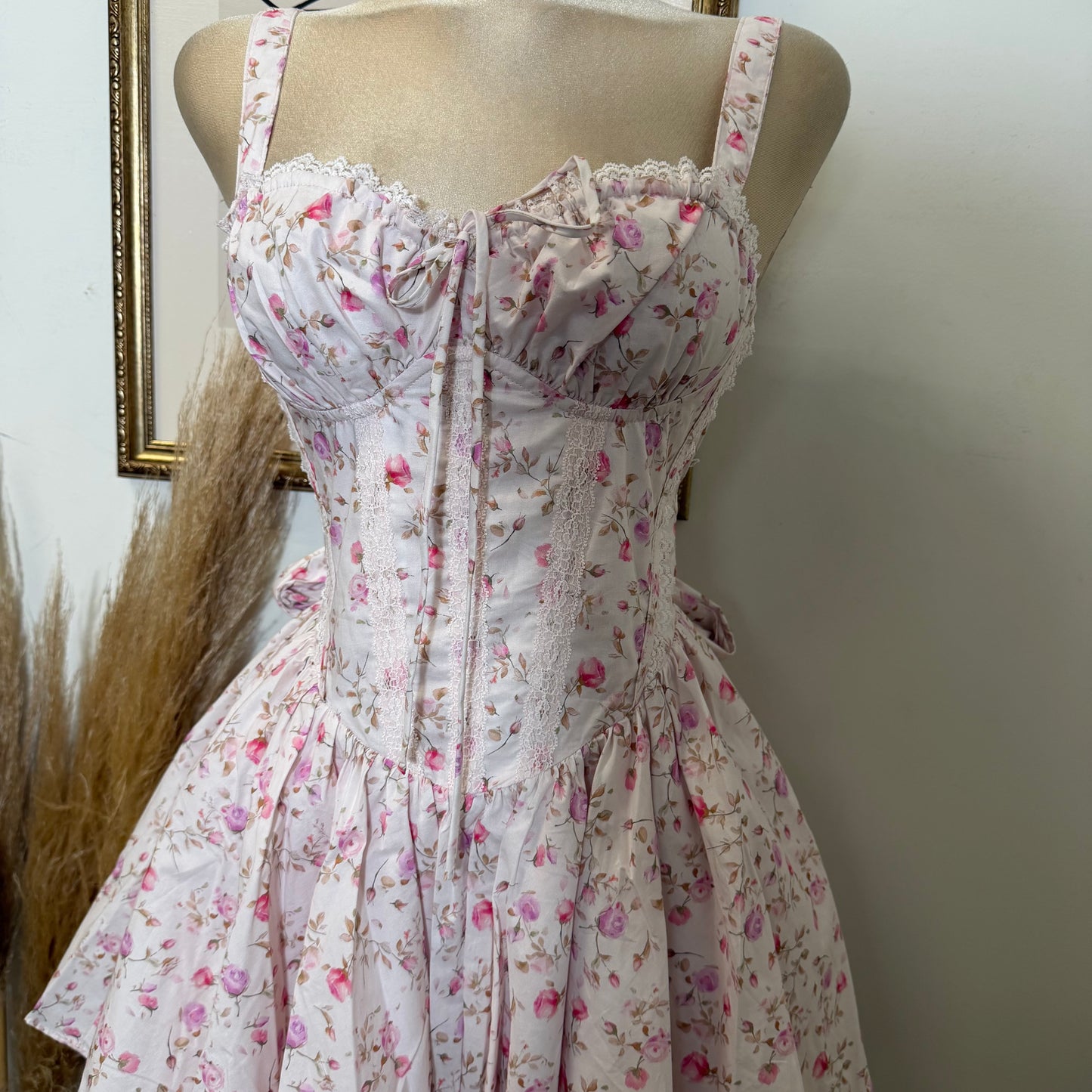 Rosa Flower Poplin Dress-Pink