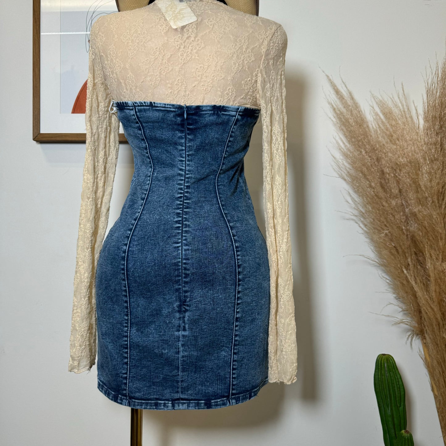 Denim Tube Mini Dress-Denim