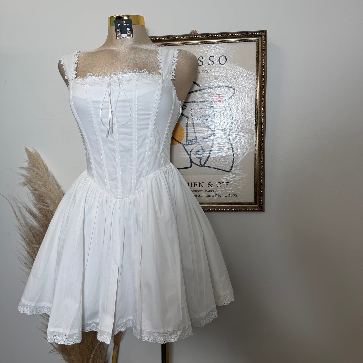 Poplin Strap Mini Dress-Off White