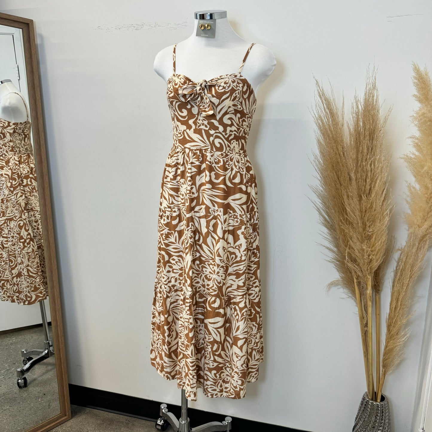 Maxi Dress-Taupe/White