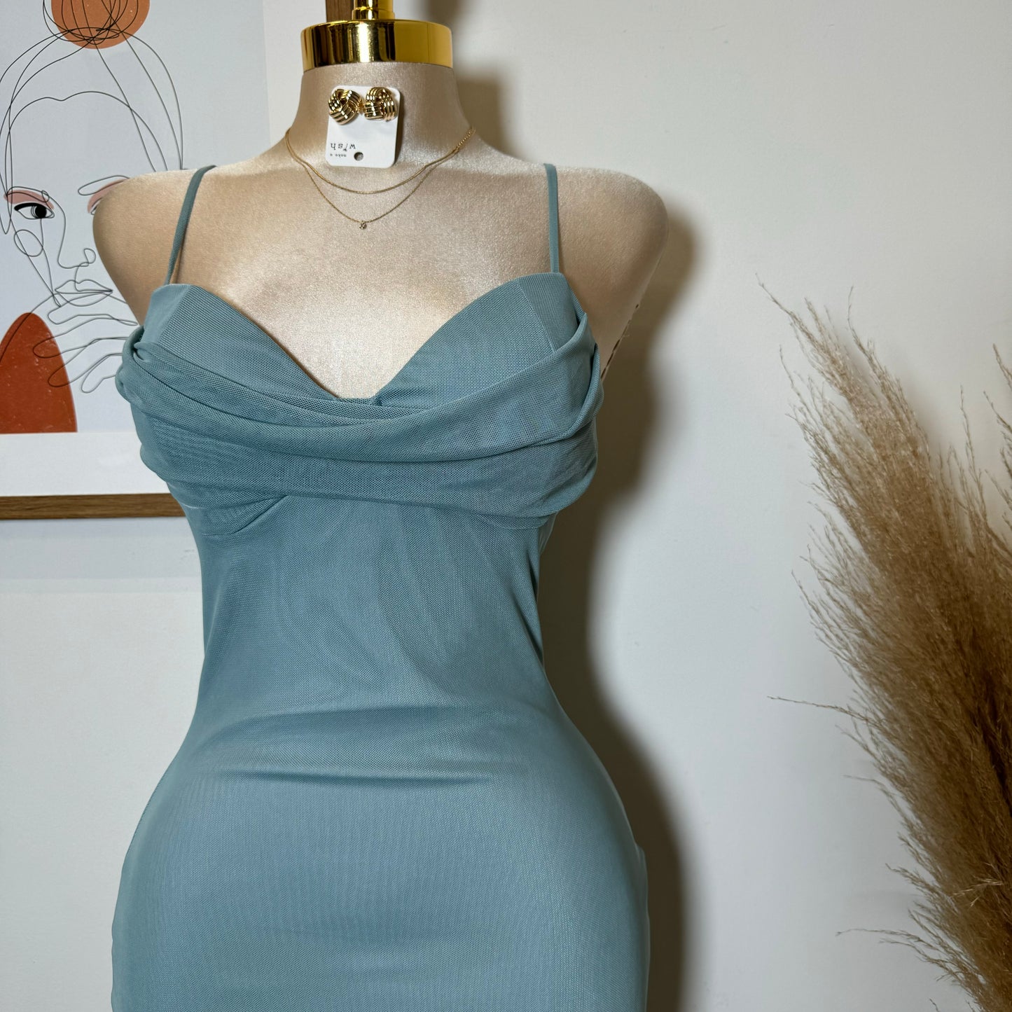 Karil Mesh Dress-Blue