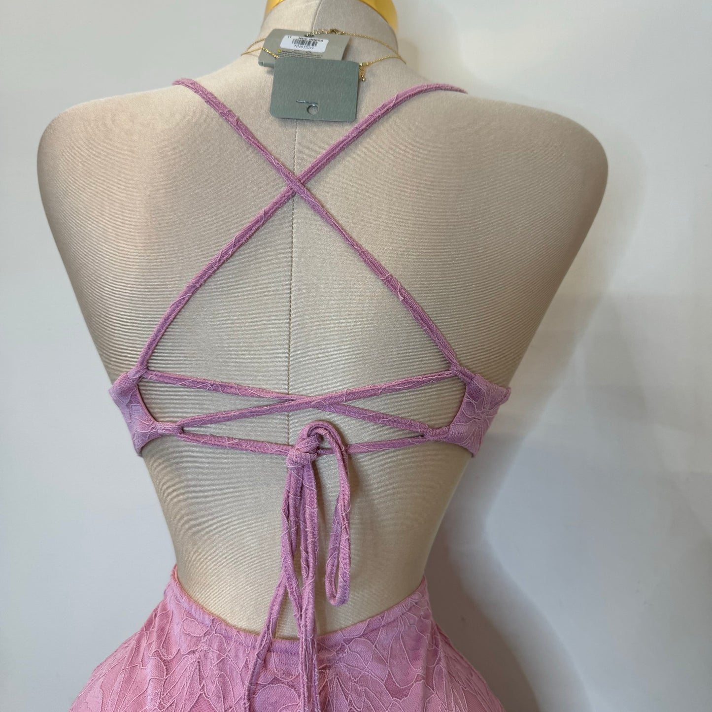 Tie Front Open Back Maxi Dress -Pink