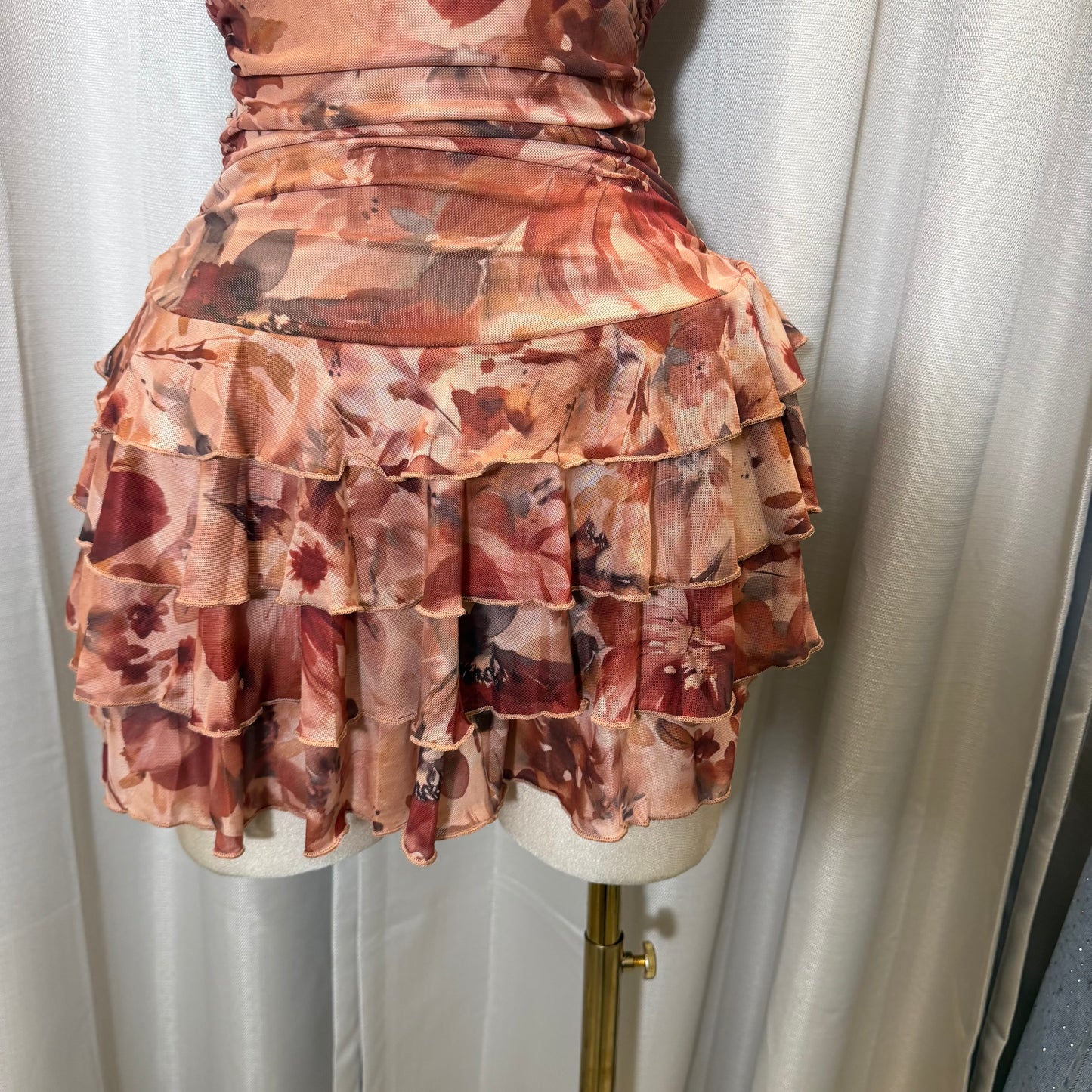 Halter flower Flare Dress- Orange