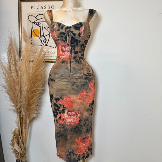 Zulu Mesh Dress-Multi Red