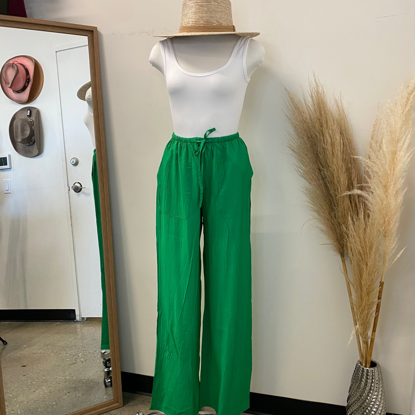 Sayra linen Wide leg Pants-Green