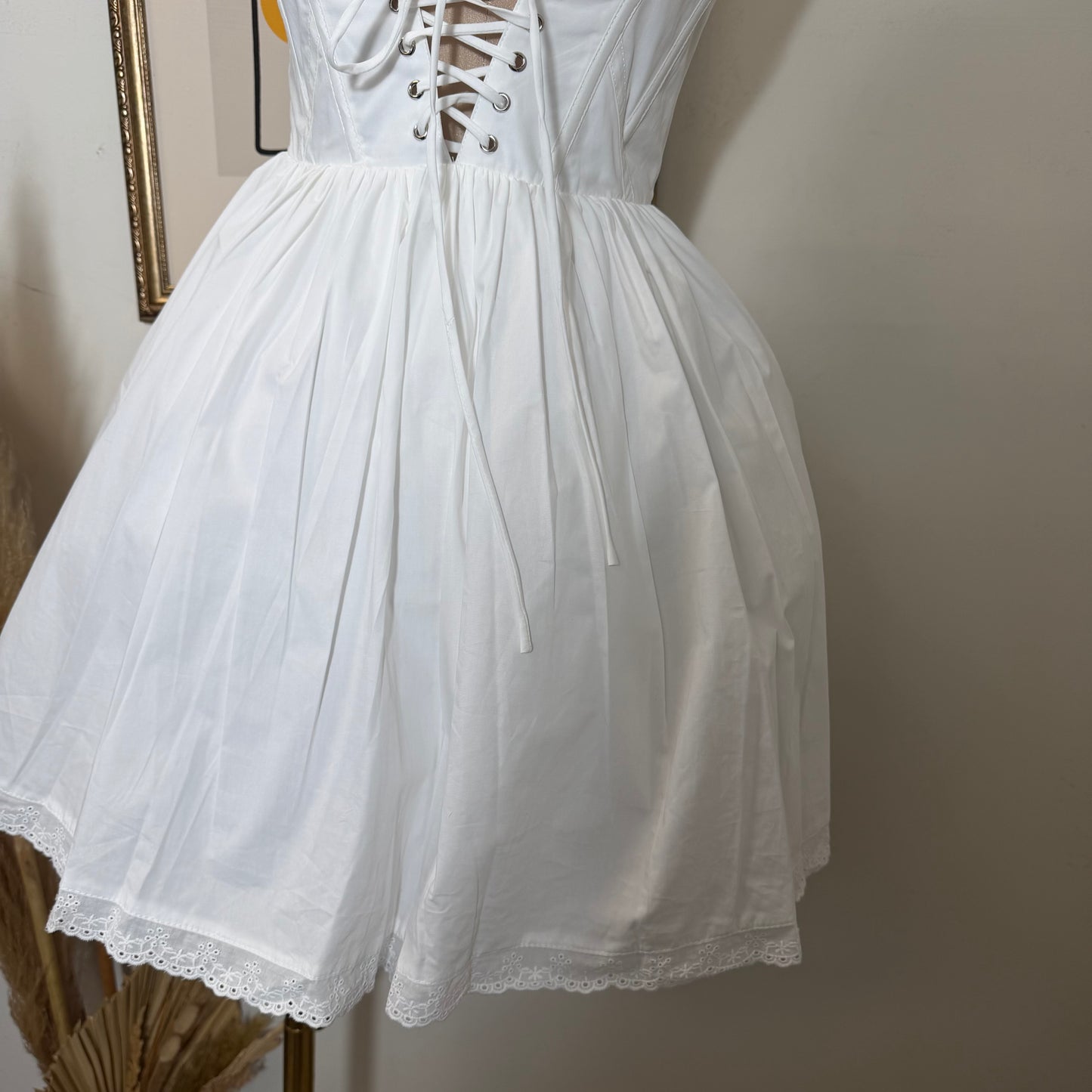 Poplin Strap Mini Dress-Off White