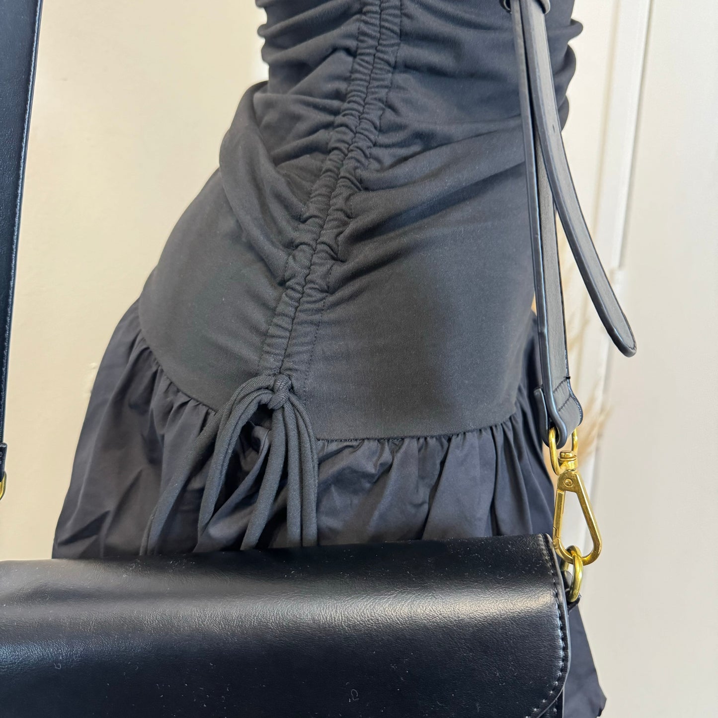 Asymmetric Bubble Dress-Black