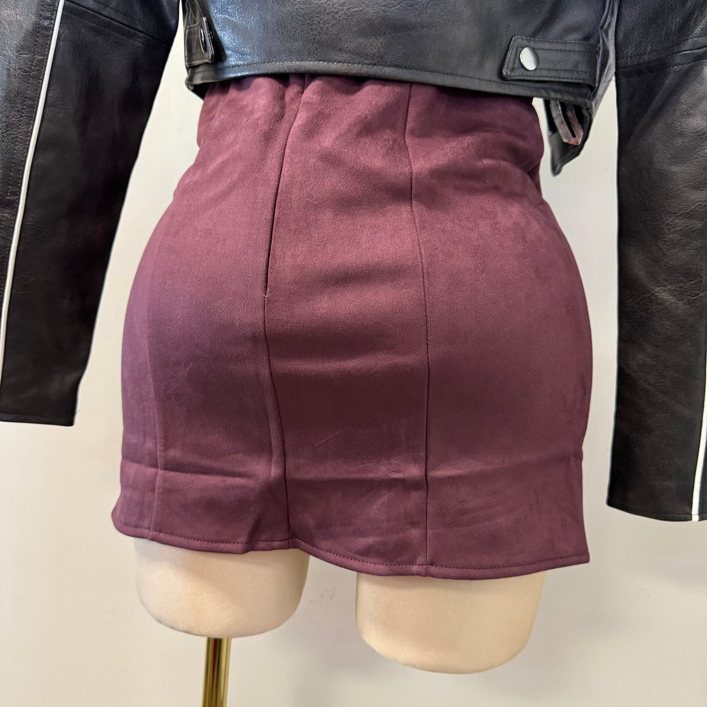 Cherry Suede Skirt-Burgundy