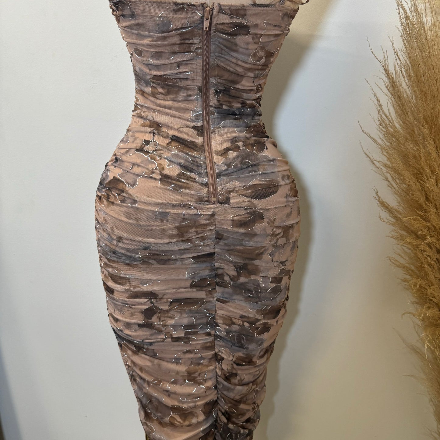 Audrina Midi Dress-Brown