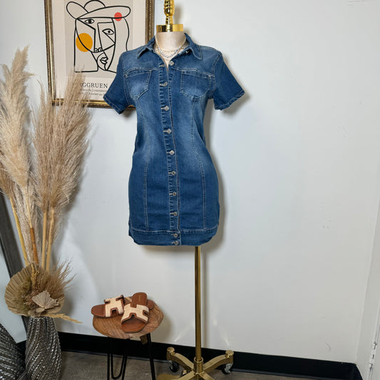 Button-Up Denim Mini Dress