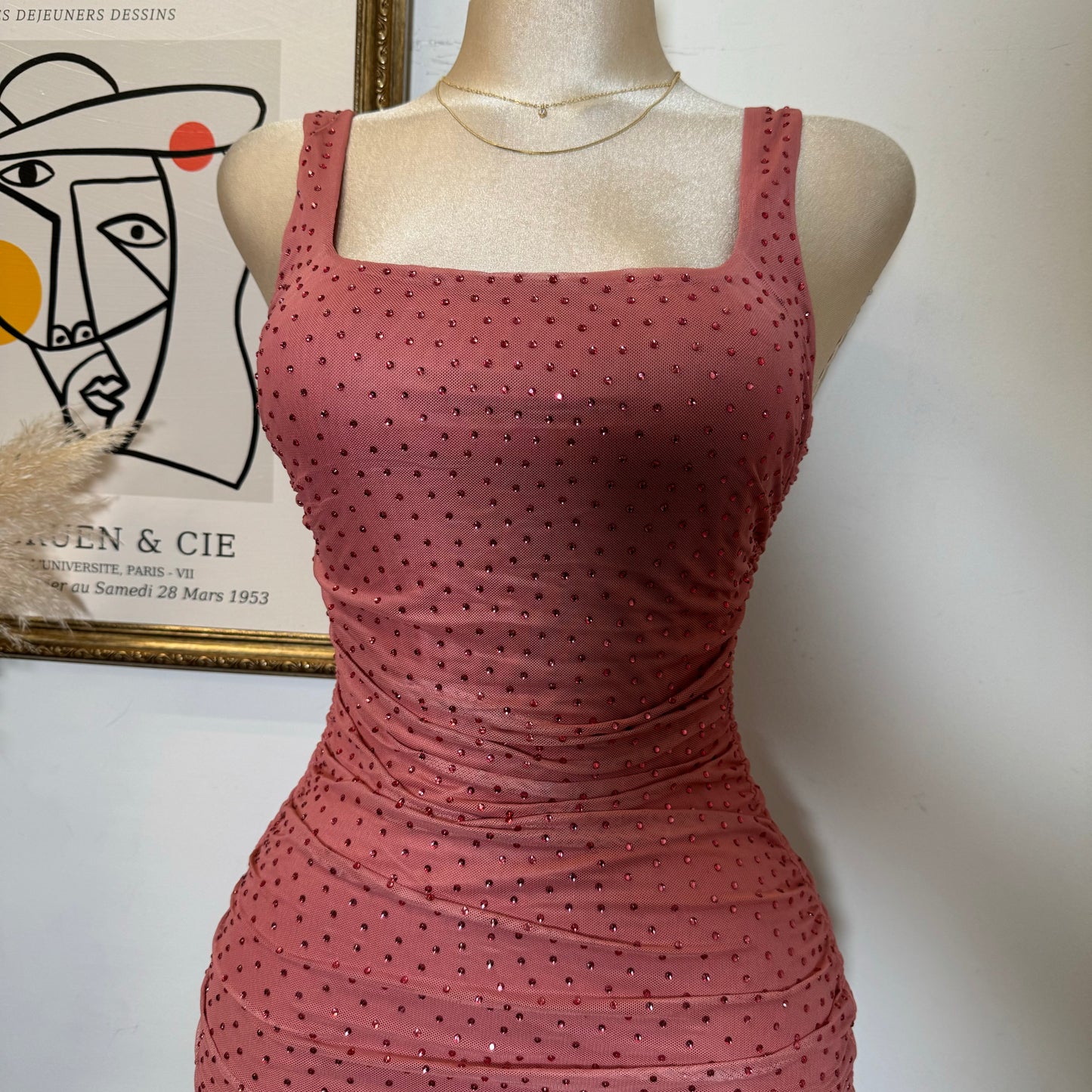Xia Rhinestone Dress-Hombre Color Pink