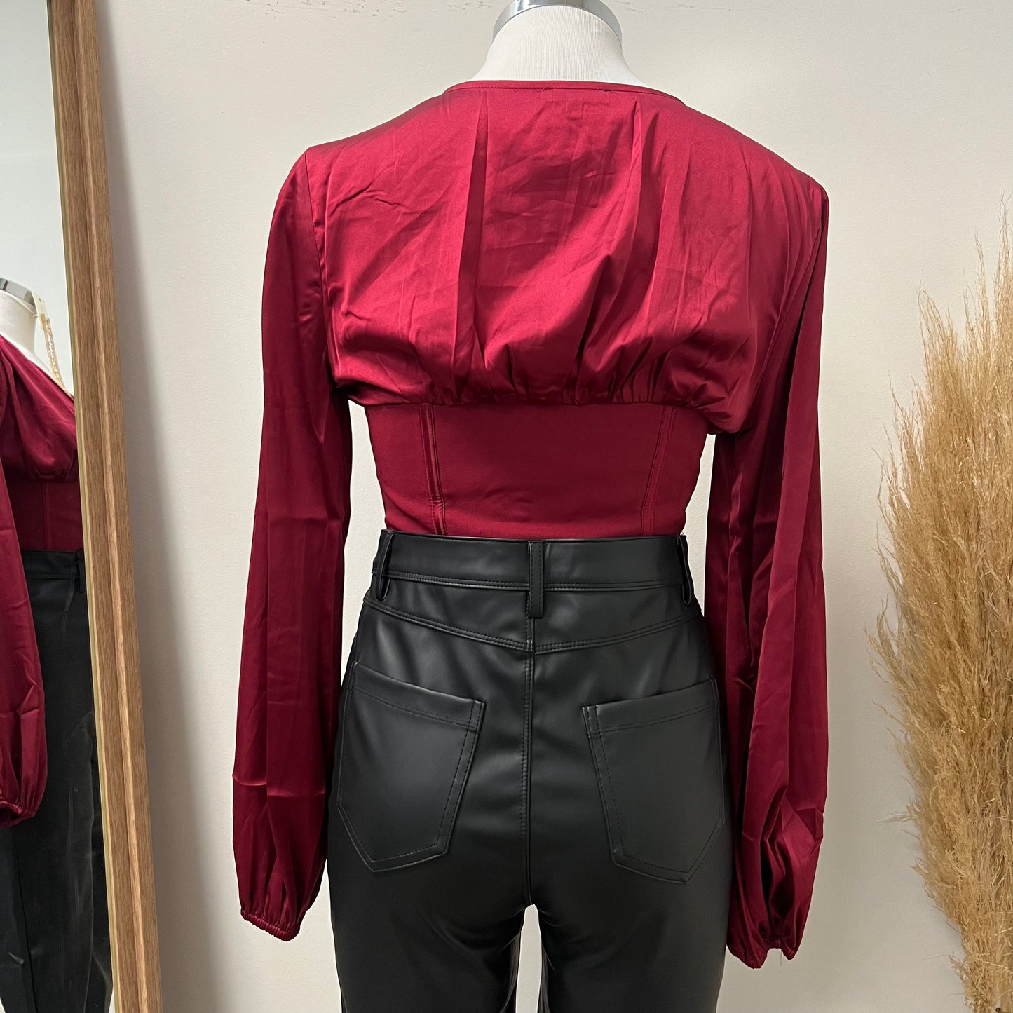 Satin Burgundy Top -Burgundy