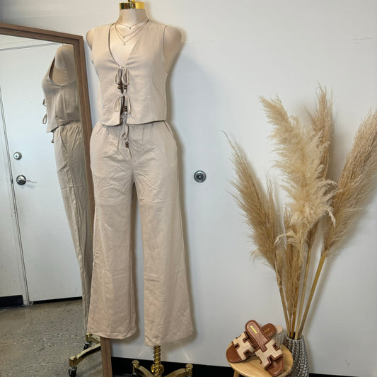 Knot Pant Set-beige