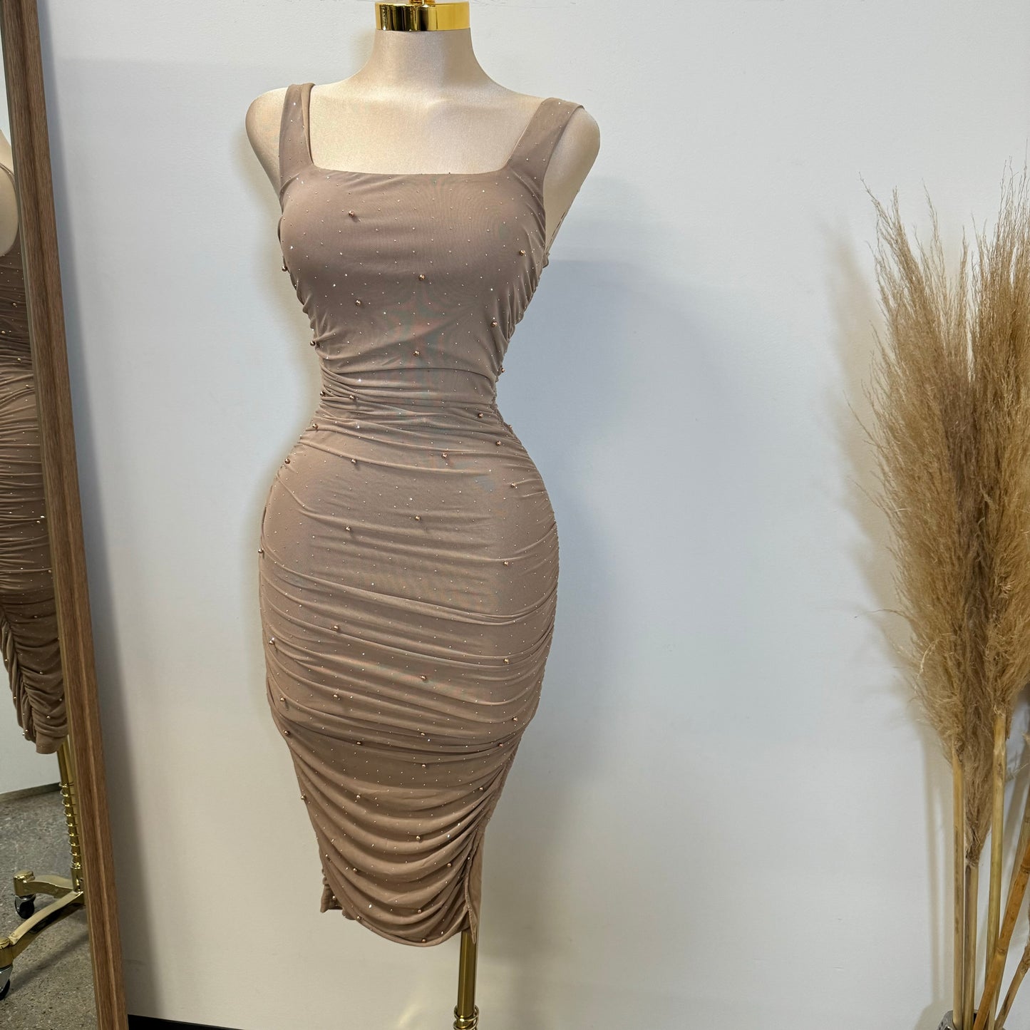 Luz Mesh Dress-Nude