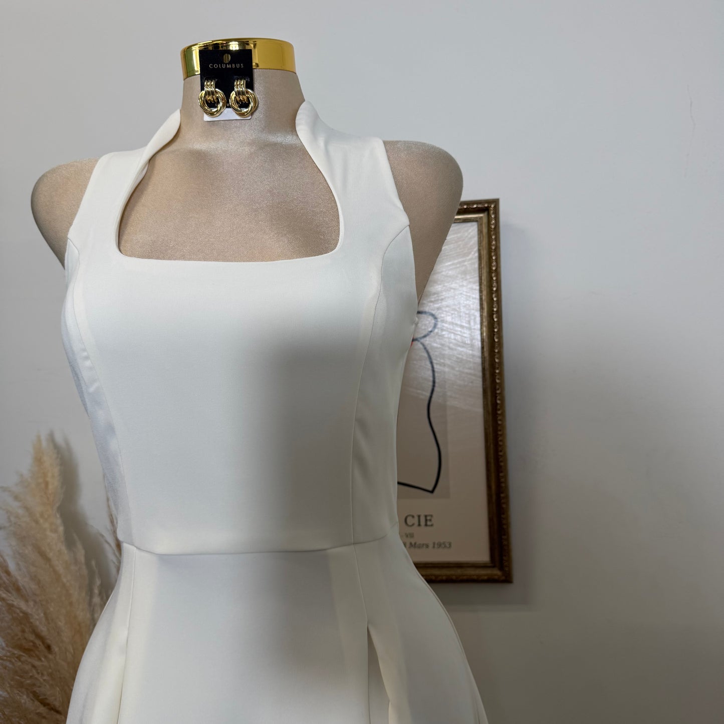 Solid a Line Mini Dress-Off white