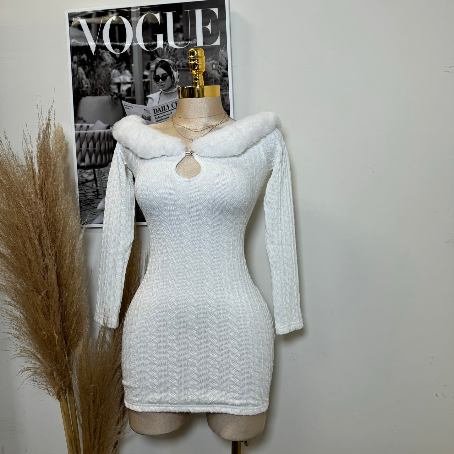 Reloj Long Sleeve Dress-White