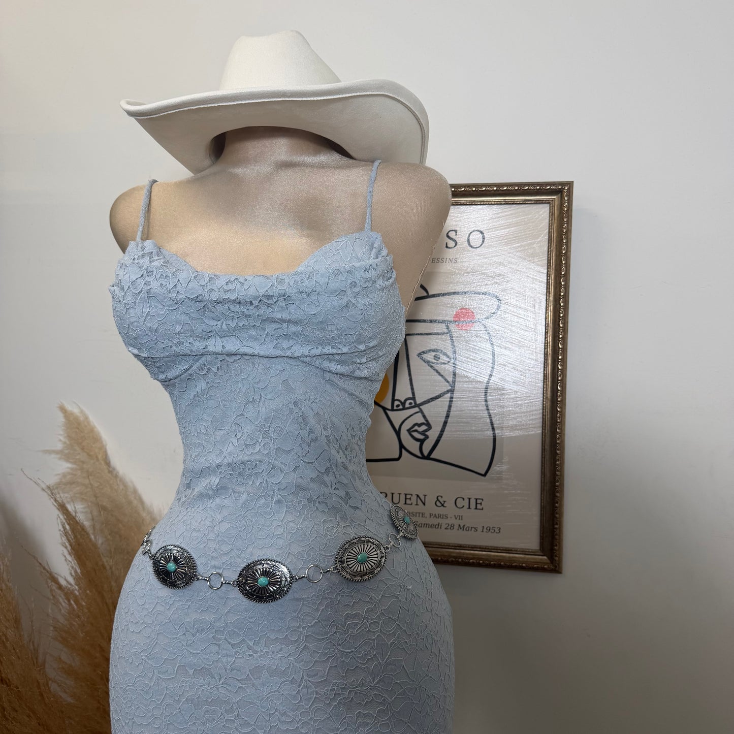 Mismaloya Lace Dress-Baby Blue