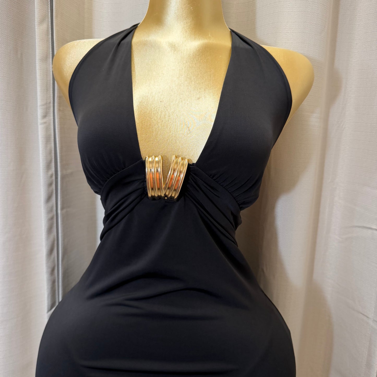 PL-Halter Midi Dress-Black