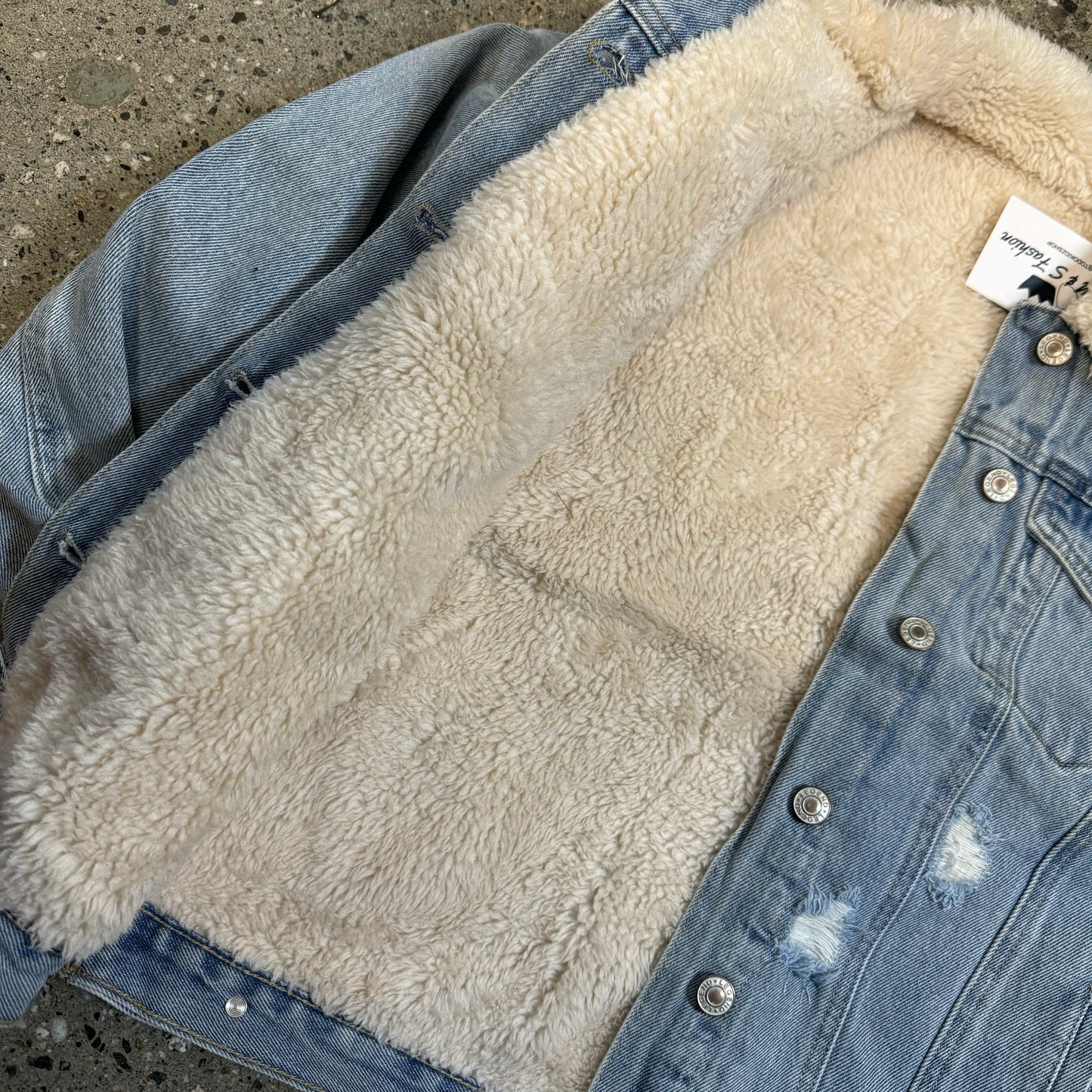 Denim Sherpa Jacket-Lt Blue