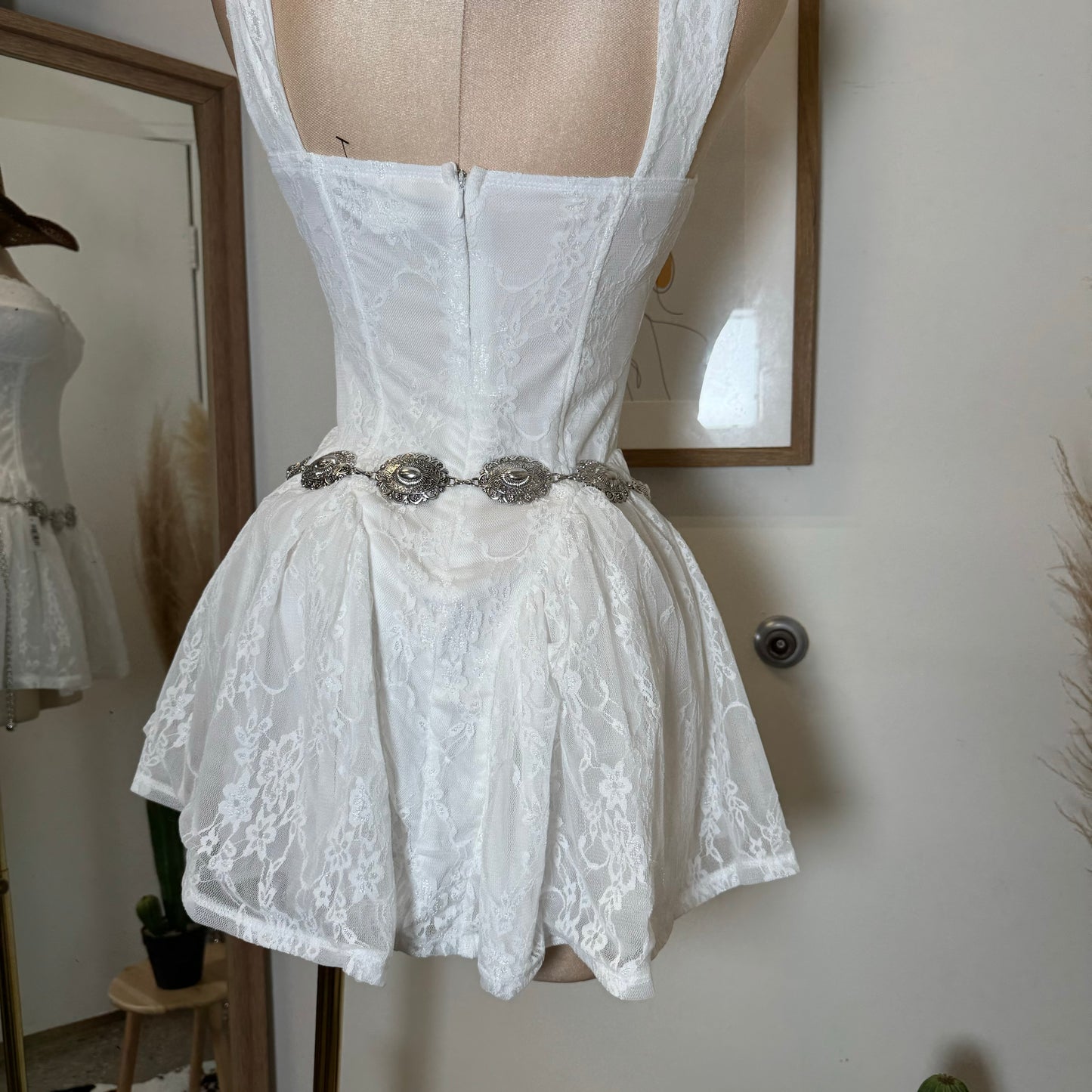 Miriam Lace Mini Dress-White