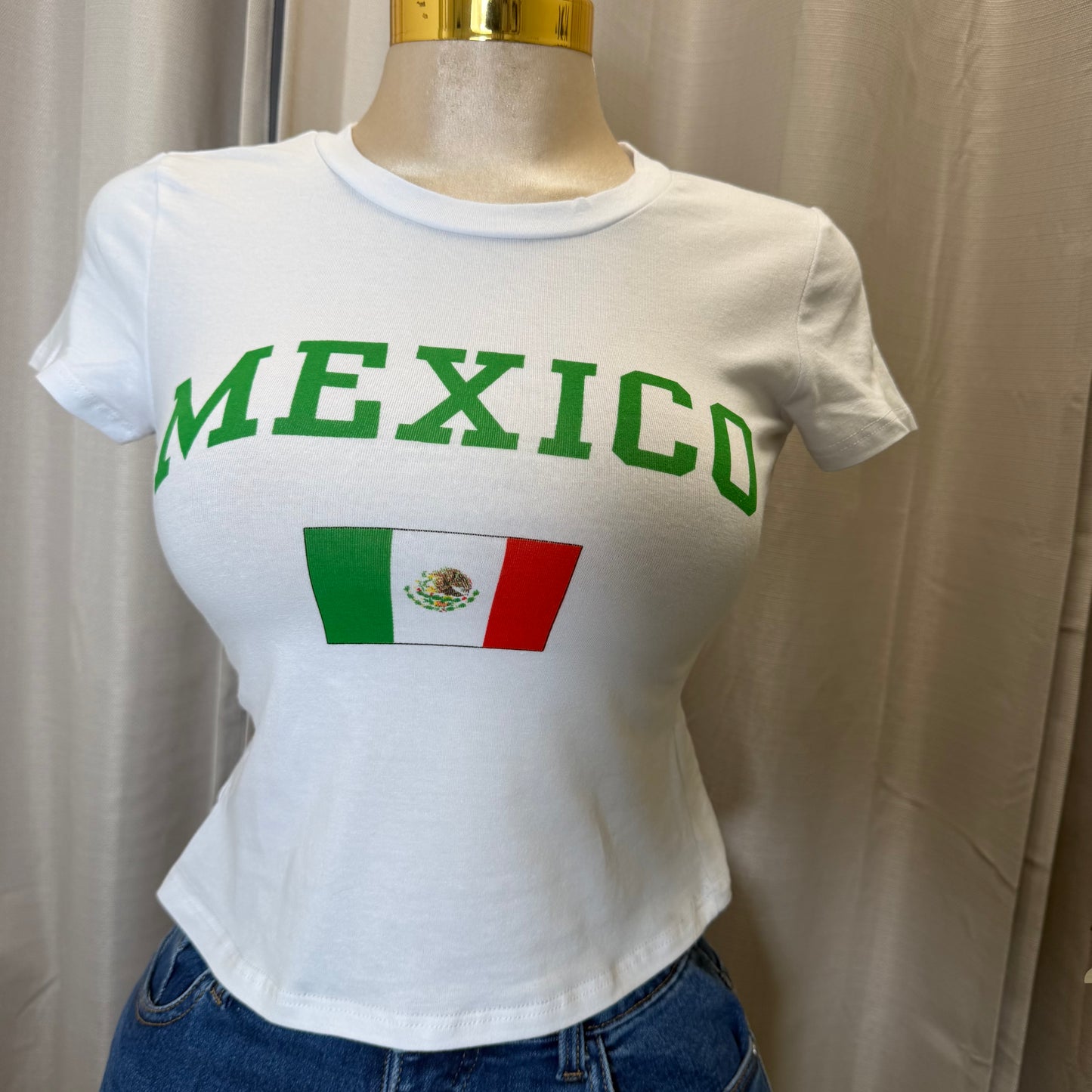 Mexico Crop Top-White