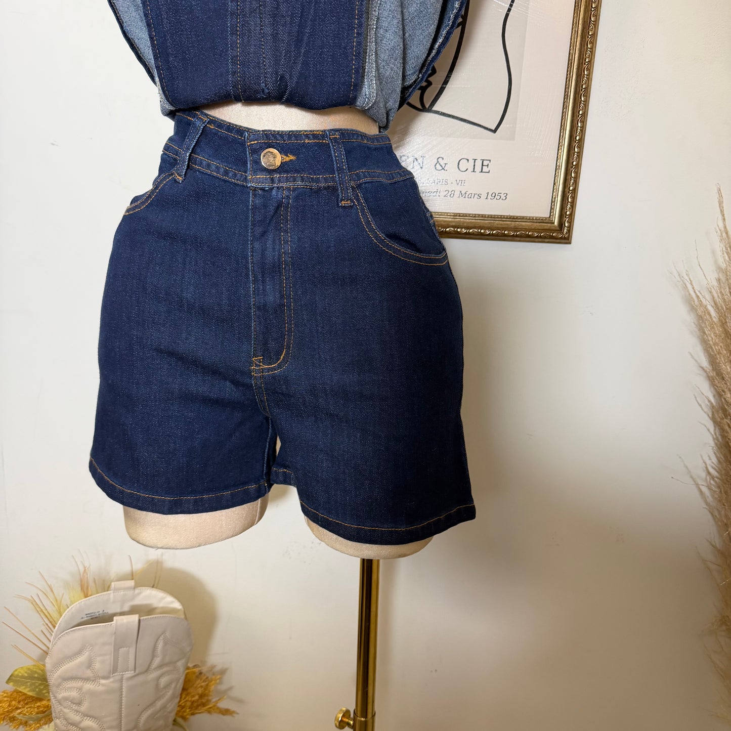 Diana Short Sleeve Denim Set-Blue